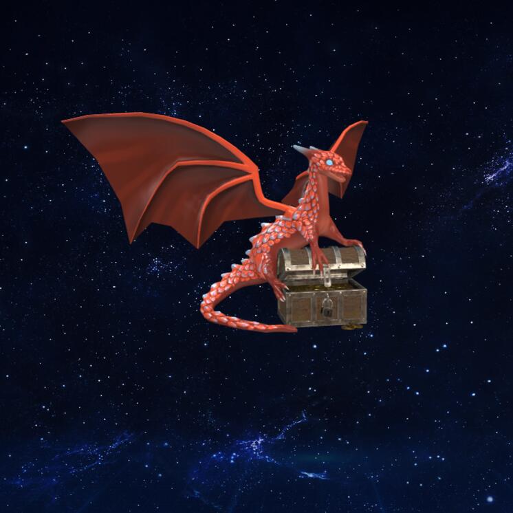龙与宝箱模型3D模型下载【glb格式】