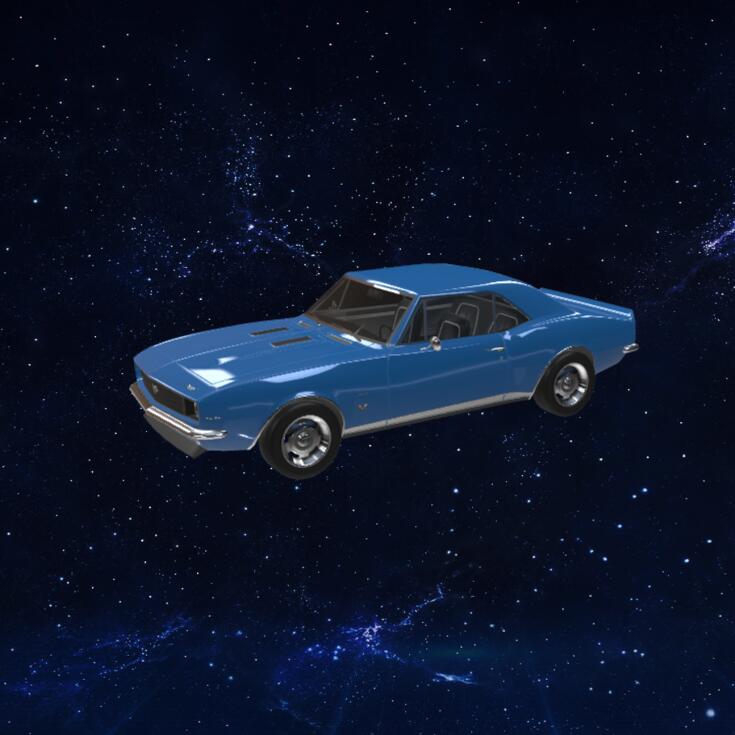 蓝色老款轿车模型3D模型下载【glb格式】