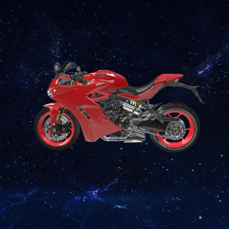 红色轻便摩托车3D模型下载【glb格式】