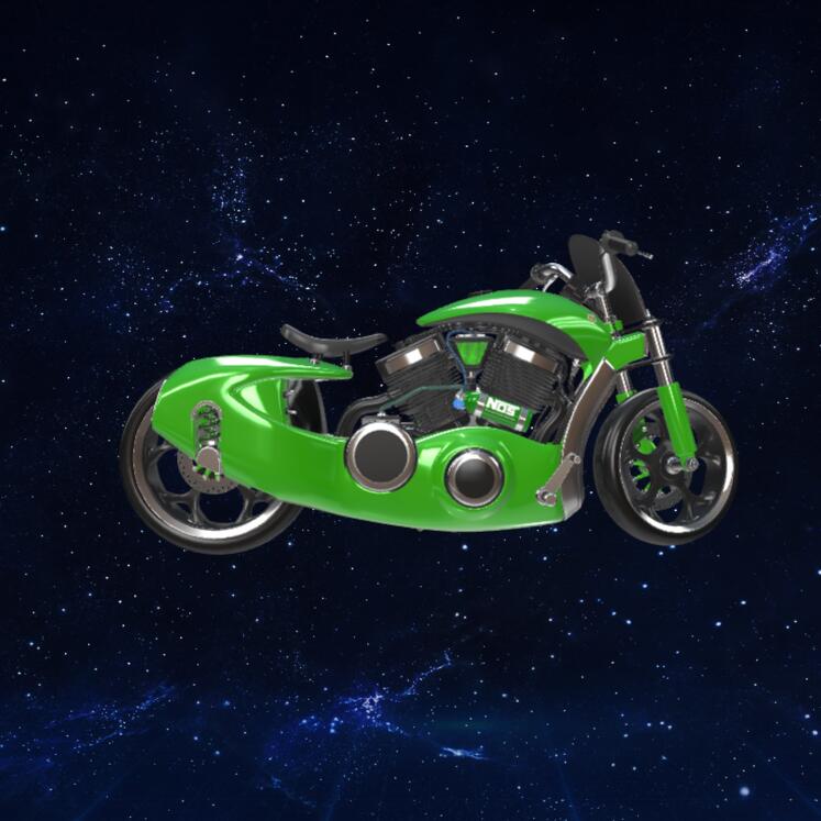 绿色幻想摩托车3D模型下载【glb格式】