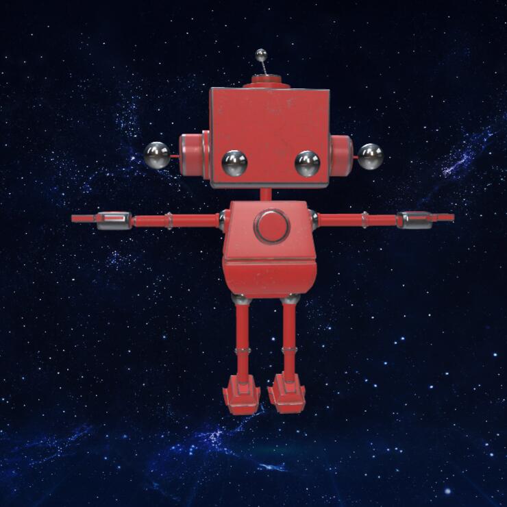 红色机器人3D模型下载【glb格式】