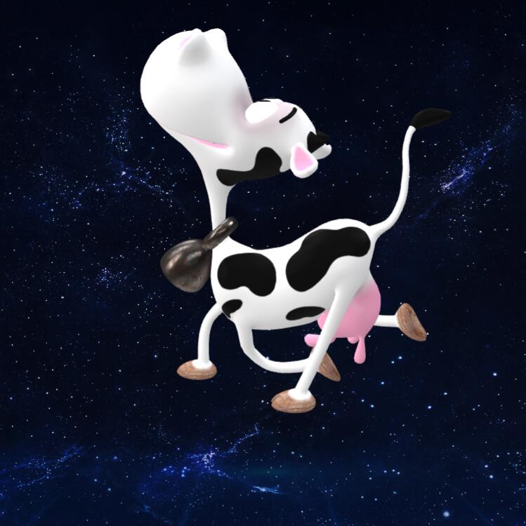 跳舞的牛（有动画）3D模型下载【glb格式】