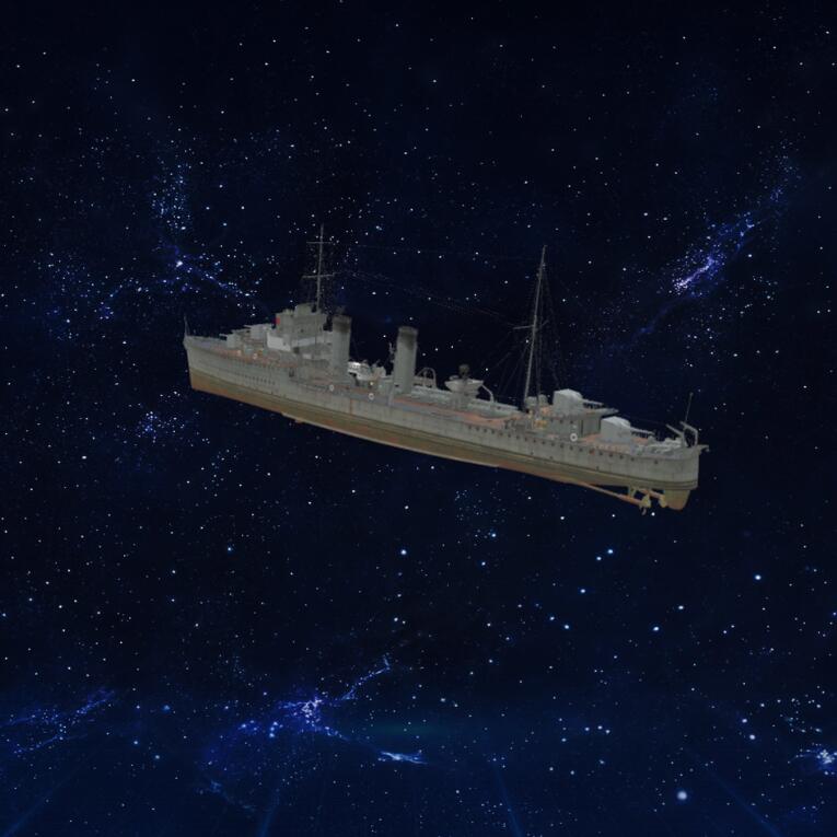 传统级星际驱逐舰3D模型下载【glb格式】