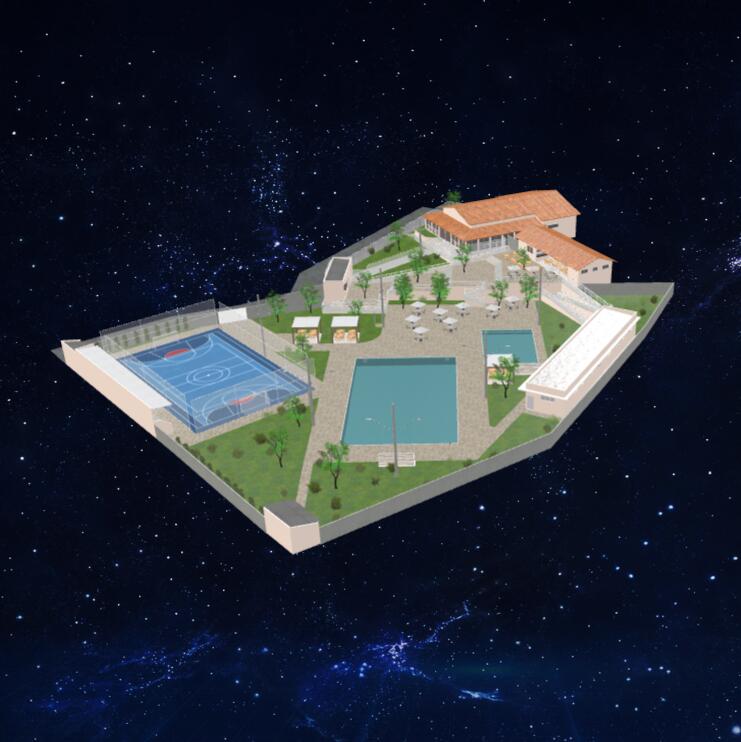 未来休闲庭院3D模型下载【glb格式】